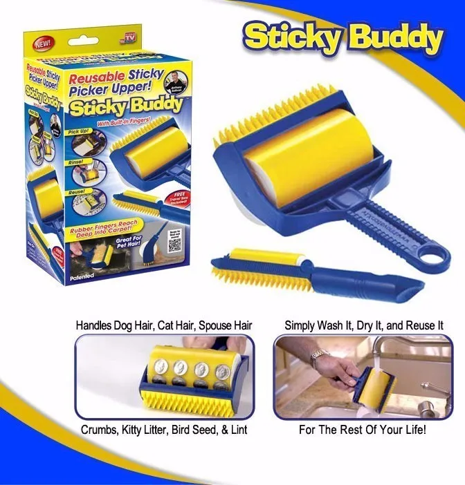 Drop-Shipping-2PCS-set-Reusable-Sticky-Buddy-Picker-Cleaner-Lint-Roller-Pet-Hair-Remover-Brush-cleaning