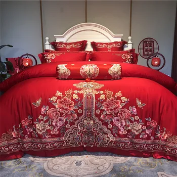Luxury 4/6pcs Egyptian Cotton Chinese Style Flowers Embroidery Wedding Bedding Set Red Duvet Cover Bed sheet/Linen Pillowcases
Luxury 4/6pcs Egyptian Cotton Chinese Style Flowers Embroidery Wedding Bedding Set Red Duvet Cover Bed sheet/Linen Pillowcases