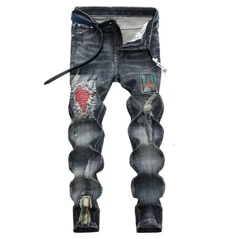New Arrival Men's Jeans 2019 Spring and Autumn Slim Fit Stretch Nostalgia Hole Jeans Fashion Moto & Biker Retro Denim Pants
New Arrival Men's Jeans 2019 Spring and Autumn Slim Fit Stretch Nostalgia Hole Jeans Fashion Moto & Biker Retro Denim Pants
