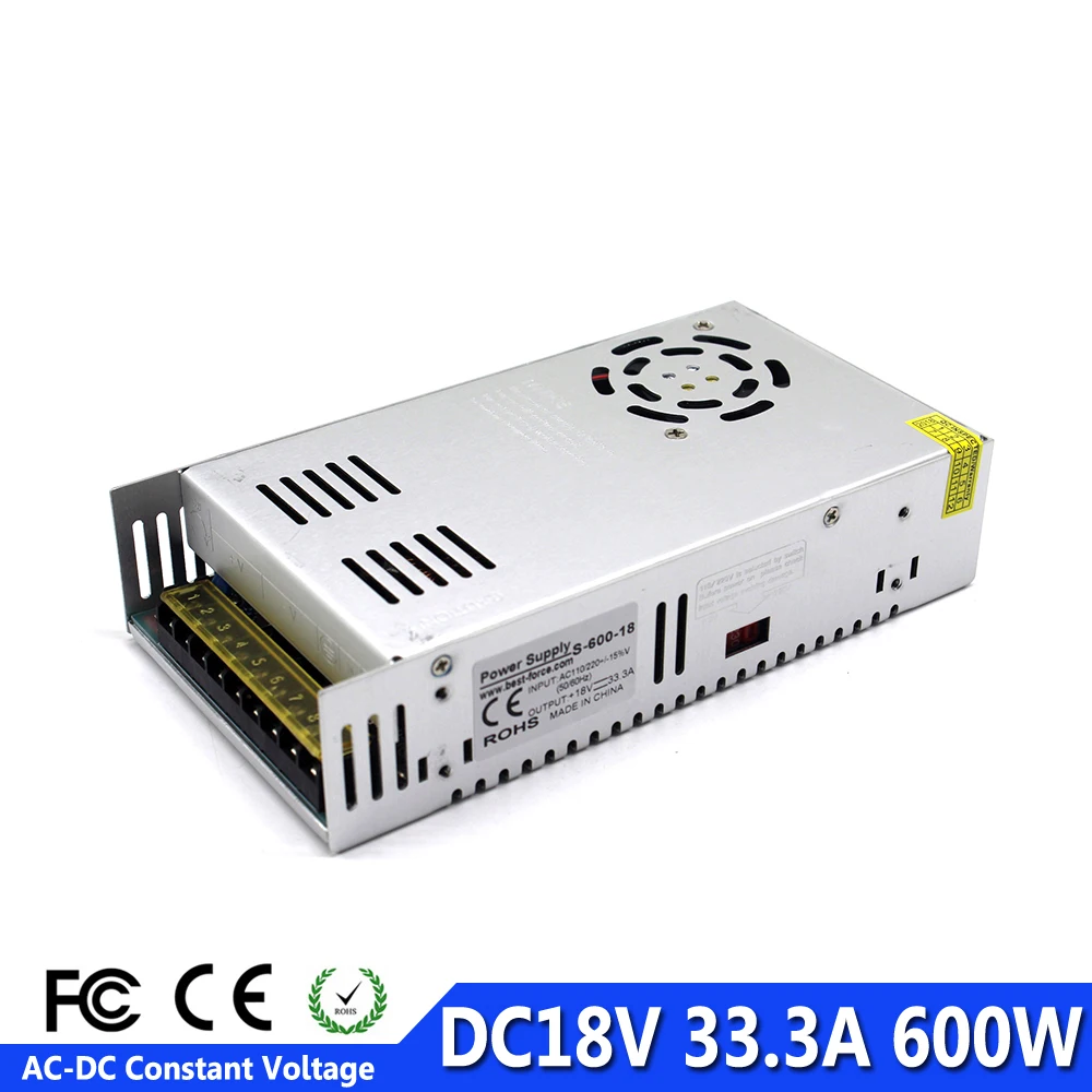 New design 600W 33.3A 18V Switching Power Supply Transformers 110V 220V AC To DC18V Power SMPS For CCTV Camera LED Strip Lamp
New design 600W 33.3A 18V Switching Power Supply Transformers 110V 220V AC To DC18V Power SMPS For CCTV Camera LED Strip Lamp