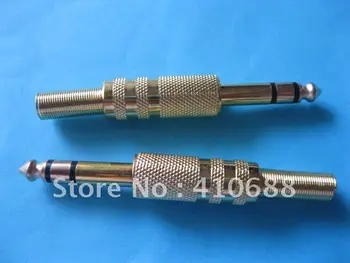 6.35mm Stereo Audio Plug Gold Plated with Spring 32 pcs per lot