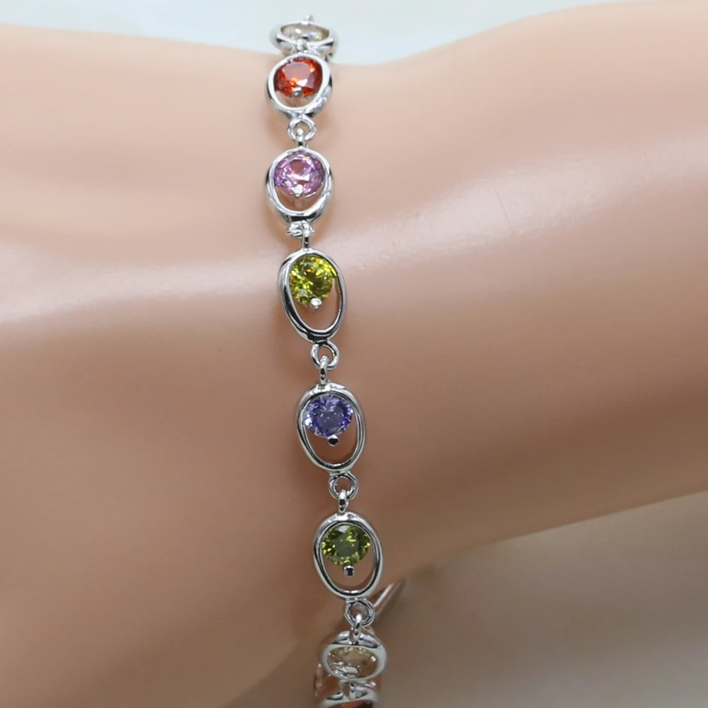 925 Mark Silver Plated Insert Color Cubic Zirconia Main Stone Women Chain & Link Bracelets Bracelet-J019
925 Mark Silver Plated Insert Color Cubic Zirconia Main Stone Women Chain & Link Bracelets Bracelet-J019