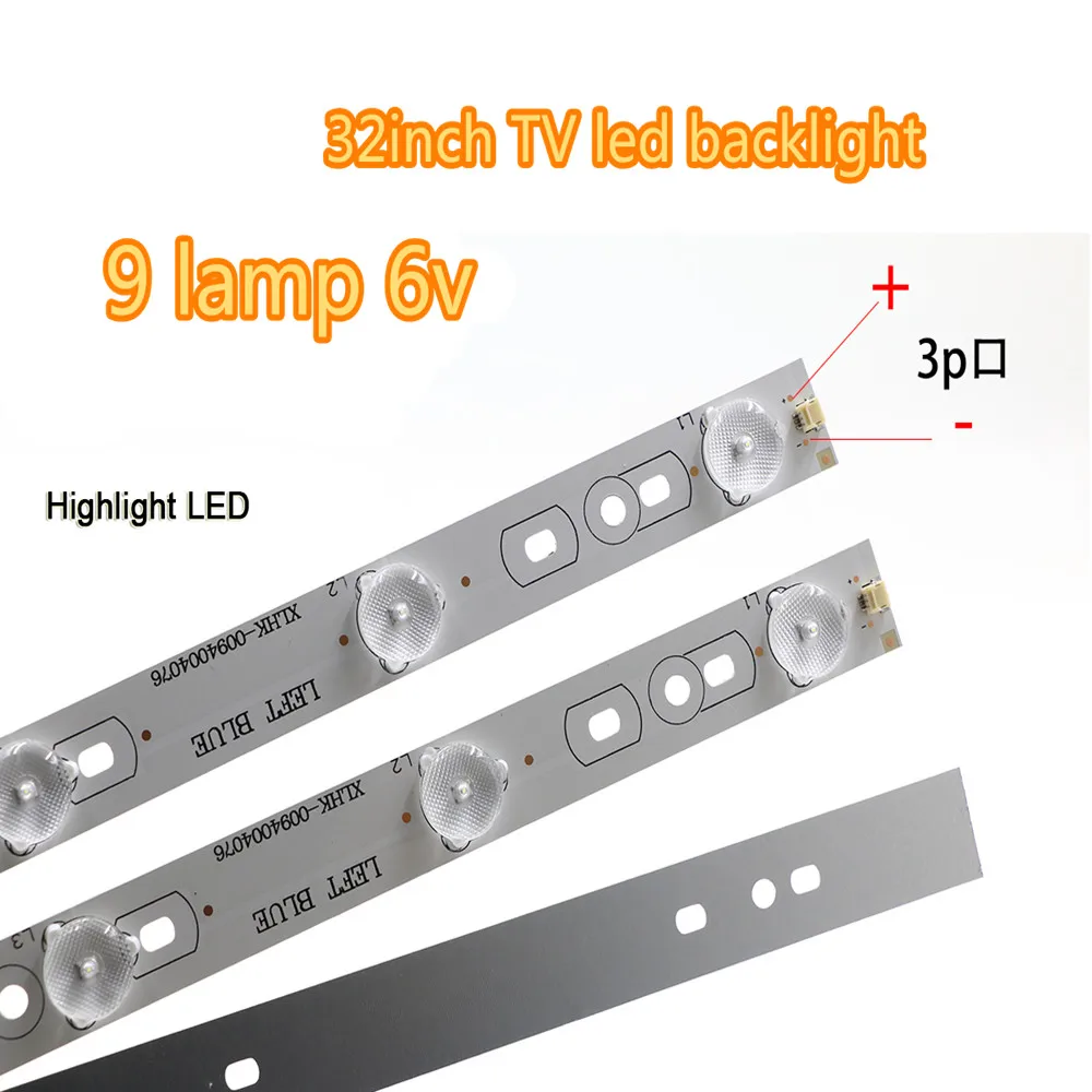 1lot=3pcs for Replacement LED Strip of 32inch 6v TV backlight 9 lamps 620mm