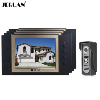 

JERUAN 8`` color screen video doorphone Recording intercom system 4 monitors + HD IR Night vision Camera 8GB TF card gift FREE