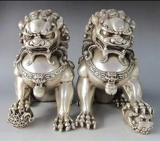 6inch Chinese Silver Bronze Guardian Lion Foo Fu Dog Statue Decoration Crafts Statues & Sculptures
6inch Chinese Silver Bronze Guardian Lion Foo Fu Dog Statue Decoration Crafts Statues & Sculptures
