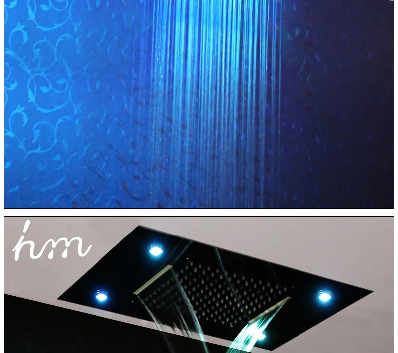 Waterfall LED Shower Faucet Set Contemporary Bathroom Rain Shower Head Side Spray Large Water Flow Bath Valve (7)