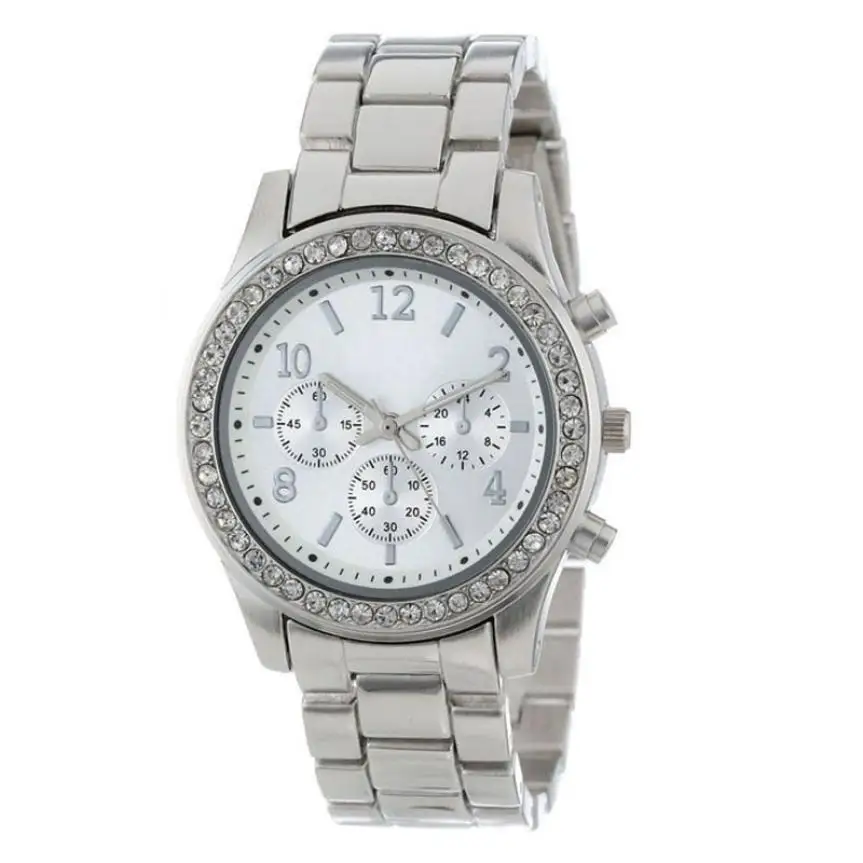 2017 hot saleElegant Ladies Women Stainless Steel Crystals Watches Wrist watch watch 17Au 15