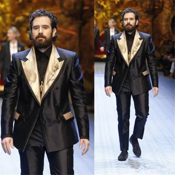 Top Quality Suits Two Pieces Mens Designer Suit Custom Made Gold Lapel Groom Tuxedos for Weddings Best Man Suits(Jacket+Pants)
Top Quality Suits Two Pieces Mens Designer Suit Custom Made Gold Lapel Groom Tuxedos for Weddings Best Man Suits(Jacket+Pants)