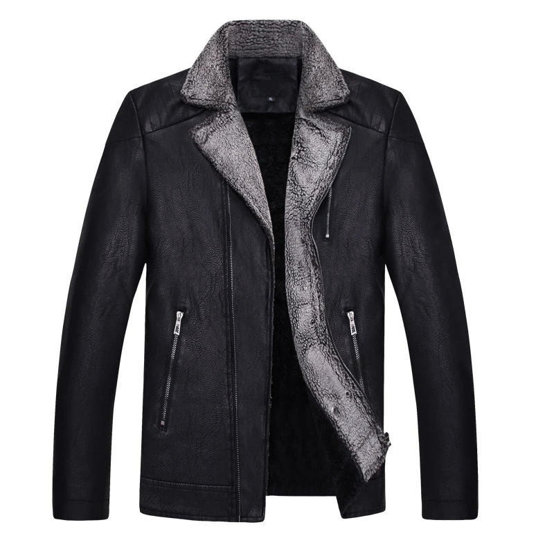 2017 New Leather Jacket Men Plus Velvet Warm Leather With Fur Winter Fashion Locomotive Style Man Jacket Solid Turn Collar Coat
2017 New Leather Jacket Men Plus Velvet Warm Leather With Fur Winter Fashion Locomotive Style Man Jacket Solid Turn Collar Coat