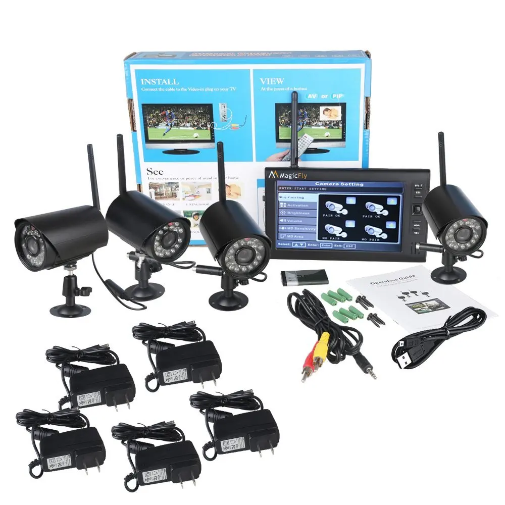 HBUDS Digital Wireless DVR Security System, SD Card Recording with 7 Inch LCD Monitor, 4 Long Range Night Vision Cameras (Black)
HBUDS Digital Wireless DVR Security System, SD Card Recording with 7 Inch LCD Monitor, 4 Long Range Night Vision Cameras (Black)