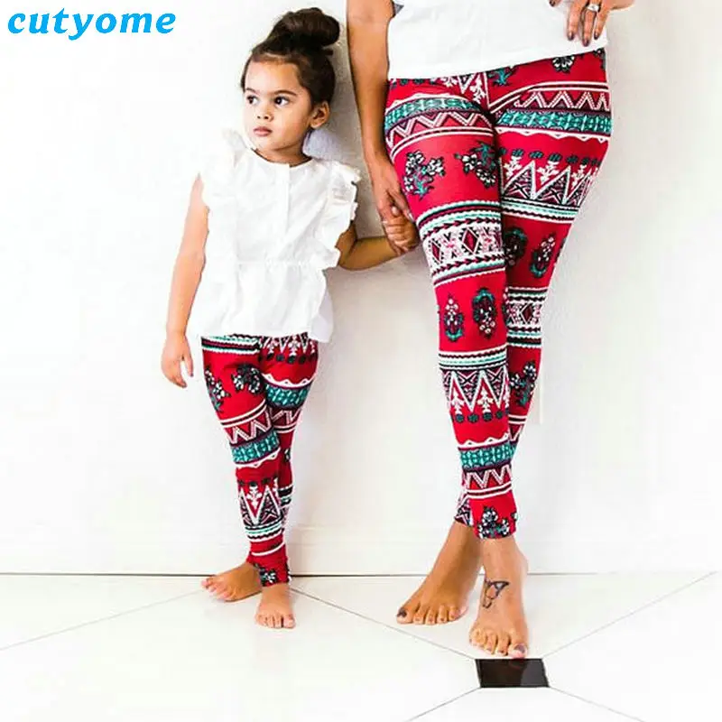 Family Look Mom And Daughter Matching Clothes Christmas Heart Leggings Pants Mother And Daughter Outfits Mommy And Me Trousers (7)