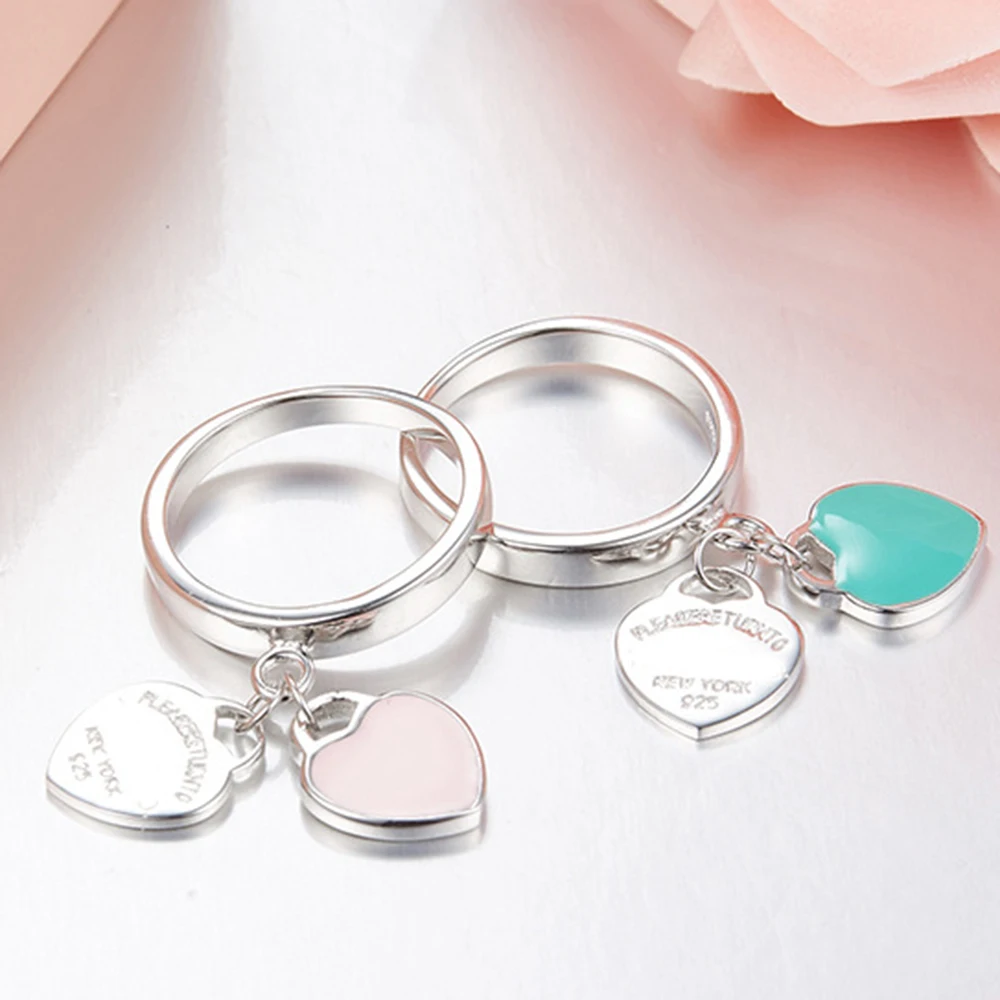 Authentic Brand Girls Party Pink Ring Trendy Sterling 925 Silver Wedding Ring Women Love heart Tag Pendant Finger Rings w/Logo
Authentic Brand Girls Party Pink Ring Trendy Sterling 925 Silver Wedding Ring Women Love heart Tag Pendant Finger Rings w/Logo
