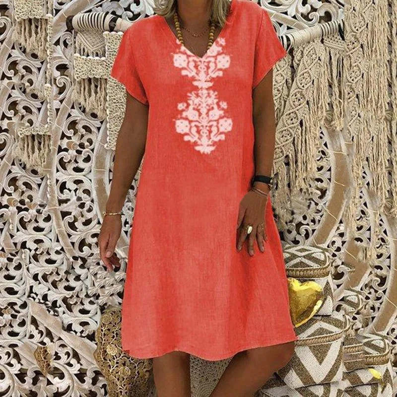 2019 Spring and Summer Explosion Models Short-sleeved Ethnic Style Printing V-neck Dresses Women's Clothing Gothic Kleider Damen
2019 Spring and Summer Explosion Models Short-sleeved Ethnic Style Printing V-neck Dresses Women's Clothing Gothic Kleider Damen