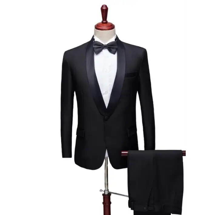 Черный хор блейзер мужской костюм жениха комплект со штанами мужские свадебные