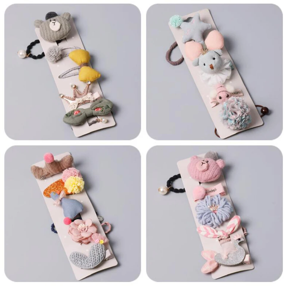 Set of 5 pcs Cute Cartoon Fabric Bow Crown Hair Clips Set Hairpin Bear Hair Tie Hairband Children's Hair Accessories HC017
Set of 5 pcs Cute Cartoon Fabric Bow Crown Hair Clips Set Hairpin Bear Hair Tie Hairband Children's Hair Accessories HC017
