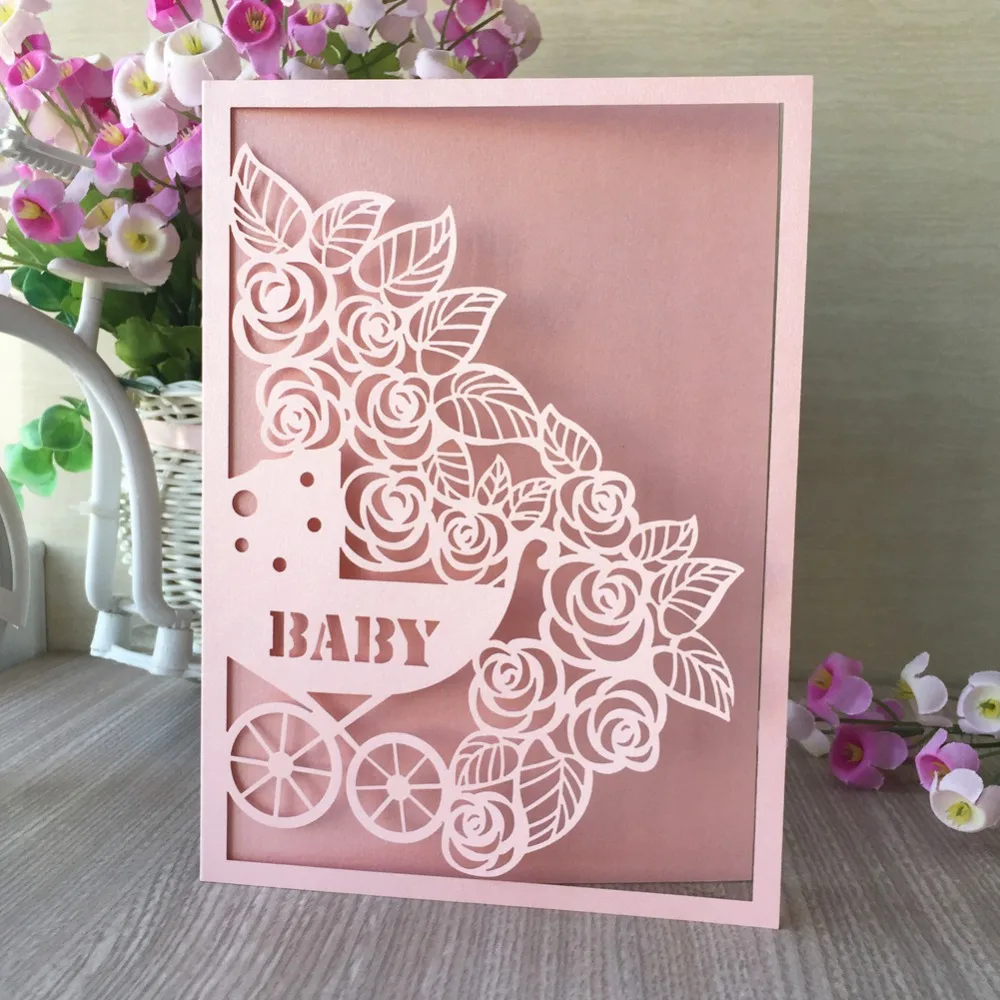 40pcs/lot Delicate Carved Baby Carriage Pattern Invitation Card Baby Shower Invitations Sweet Birthday Party Decorations
40pcs/lot Delicate Carved Baby Carriage Pattern Invitation Card Baby Shower Invitations Sweet Birthday Party Decorations
