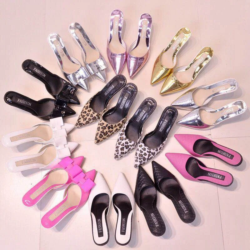 Fashion Women Slippers Slip On Mules Pointed Toe Med Heel Women Shoes Summer Slingback Sandals Brand Heel Slipper Wedding Shoes
Fashion Women Slippers Slip On Mules Pointed Toe Med Heel Women Shoes Summer Slingback Sandals Brand Heel Slipper Wedding Shoes