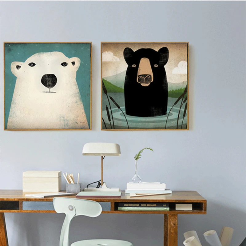 HAOCHU Nordic Decoration White And Black The Polar Bears Oil Canvas Painting Animals Forest Prints modular Pictures For Bedroom
HAOCHU Nordic Decoration White And Black The Polar Bears Oil Canvas Painting Animals Forest Prints modular Pictures For Bedroom