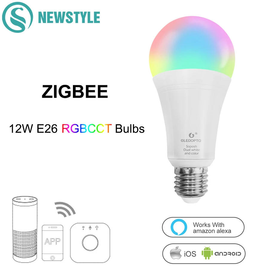 ZIGBEE RGBCCT 12W E26 E27 LED Bulbs Dimmable Smart Voice Wifi Control LED Bulbs AC100-240V Work With Amazon Alexa Echo Google
ZIGBEE RGBCCT 12W E26 E27 LED Bulbs Dimmable Smart Voice Wifi Control LED Bulbs AC100-240V Work With Amazon Alexa Echo Google