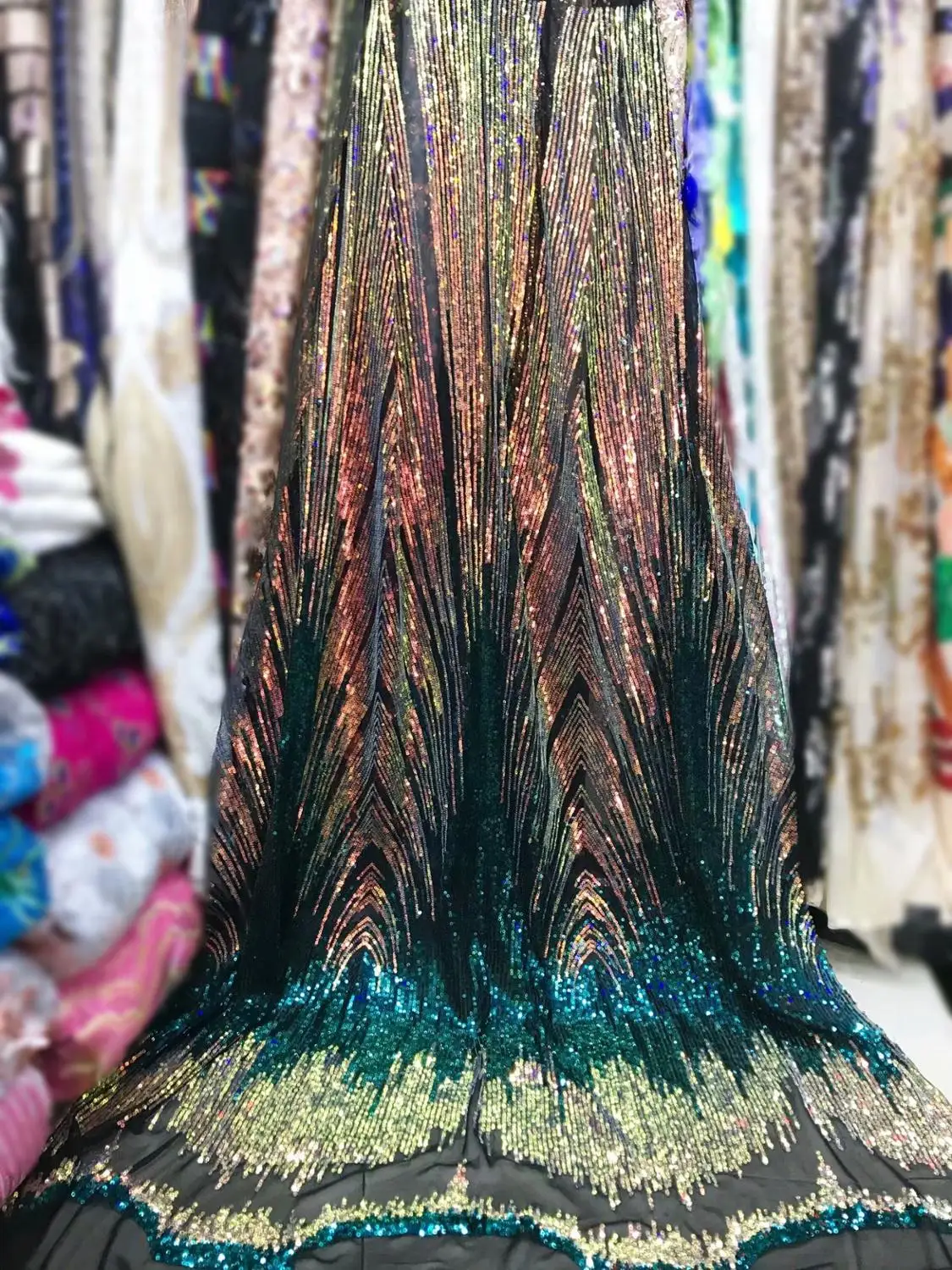 2019 Wholesale luxury quality African chiffon lace fabric with sequins 5 yards emerald green sequins lace fabric YYZ213
2019 Wholesale luxury quality African chiffon lace fabric with sequins 5 yards emerald green sequins lace fabric YYZ213