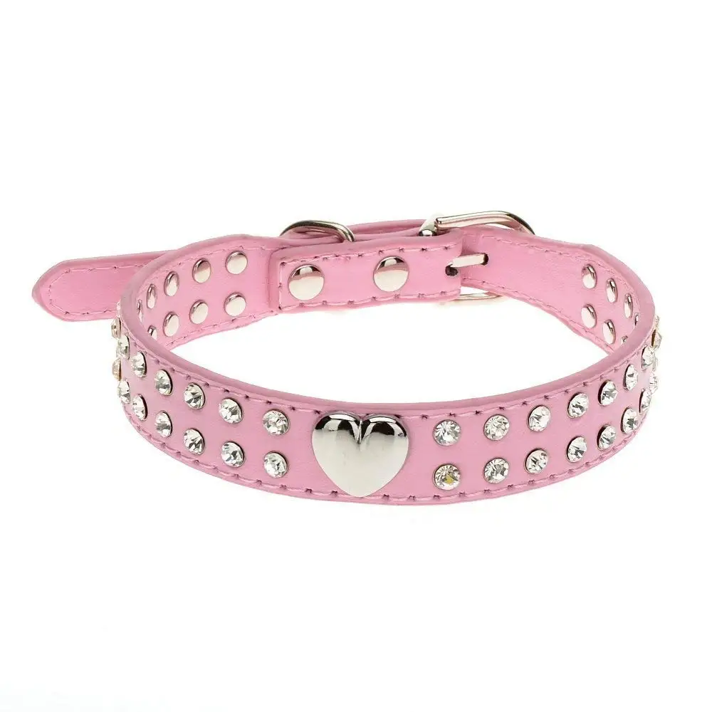 2 Rows Rhinestone Bling Heart Studded Leather Dog Collar For Small Or Medium Pet Collar Assorted Colours (PINK, M)
2 Rows Rhinestone Bling Heart Studded Leather Dog Collar For Small Or Medium Pet Collar Assorted Colours (PINK, M)