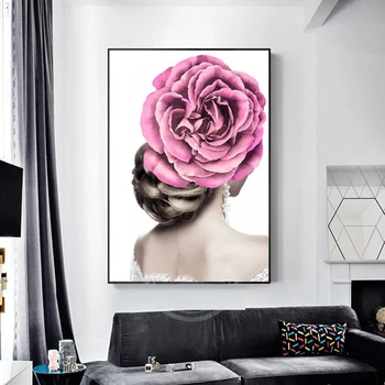 

Large Minimalist Modern Ideas Beauty Paintings Posters And Prints Flowers Women Canvas Wall Art Living Room Bedroom Home Decor