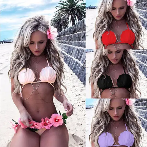 2018 New Sexy Women Shell Bikini Top Halter Swimwear Push-Up Bra Swimsuit Beach Bathing Suit Summer Beachwear 
2018 New Sexy Women Shell Bikini Top Halter Swimwear Push-Up Bra Swimsuit Beach Bathing Suit Summer Beachwear