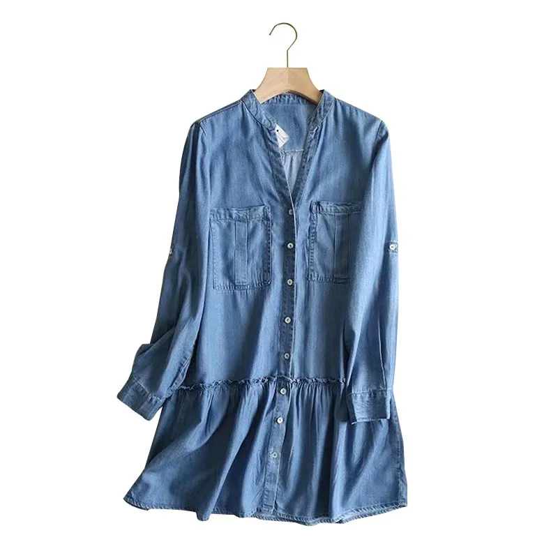 LQ9030 New Arrival V Neck Double Pockets Patchwork Casual Jeans Dress Women's Basic Soft Tencel Denim Vestido
LQ9030 New Arrival V Neck Double Pockets Patchwork Casual Jeans Dress Women's Basic Soft Tencel Denim Vestido