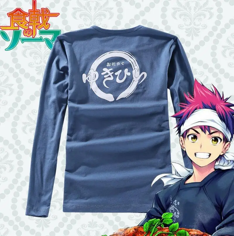 Japanese Anime Food Wars Shokugeki no Soma Cosplay Costume Yukihira Souma T-shirt + Apron + Headband 3pcs Set