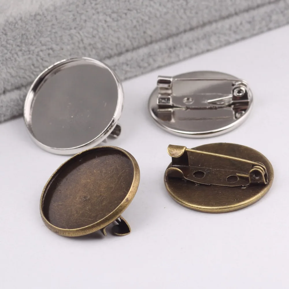 

reidgaller 50pcs cabochon brooch setting blanks fit 20mm metal round brooch pin bezel trays diy base for broches making