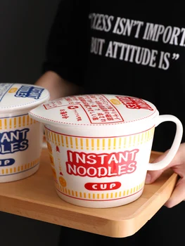 

Hot Sale Ceramic Bowl with Cover Ramen Noodles Noodle Ceramic Bowl Porcelain Rice Ramen Ceramics Soup Large Bowl Under Glazed