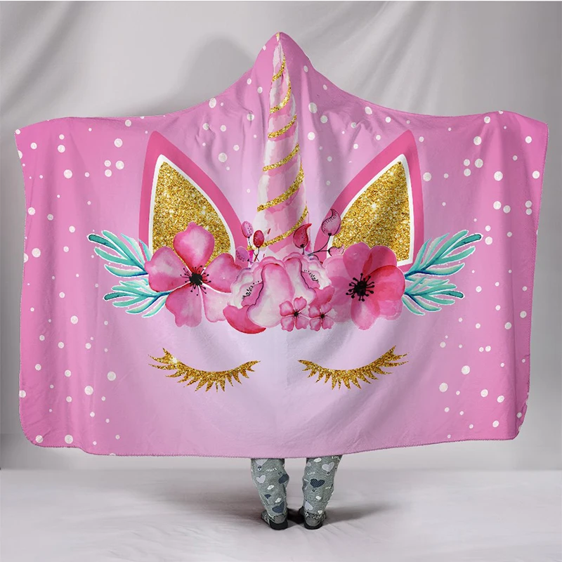 Wholesale customize Pattern 3D Print Flower Unicorn Spot Plush Hooded Blanket For Adults Kid Warm Home Wearable Fleece Blankets
Wholesale customize Pattern 3D Print Flower Unicorn Spot Plush Hooded Blanket For Adults Kid Warm Home Wearable Fleece Blankets