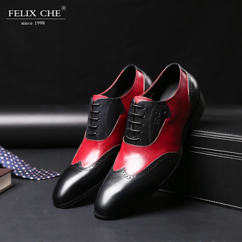 Handmade Men Genuine Leather Dress Shoes High Quality Italian Design Black Mix Red Color Hand-polished Pointed Toe Wedding Shoes
Handmade Men Genuine Leather Dress Shoes High Quality Italian Design Black Mix Red Color Hand-polished Pointed Toe Wedding Shoes