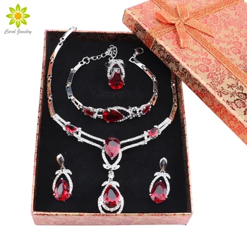 2019 Wedding Jewelry Sets Bridal Necklace Set for Women Exquisite Red Zircon Jewelry Set Silver Color Engagement+Gift Boxes
2019 Wedding Jewelry Sets Bridal Necklace Set for Women Exquisite Red Zircon Jewelry Set Silver Color Engagement+Gift Boxes