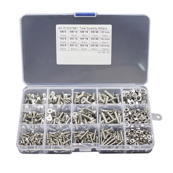 Urijk 500pcs/Lot M3 M4 M5 Button Head Hex Socket Screw Bolt Nut Stainless Steel 304 Screws Nuts Assortment Kit Fastener Hardware
Urijk 500pcs/Lot M3 M4 M5 Button Head Hex Socket Screw Bolt Nut Stainless Steel 304 Screws Nuts Assortment Kit Fastener Hardware