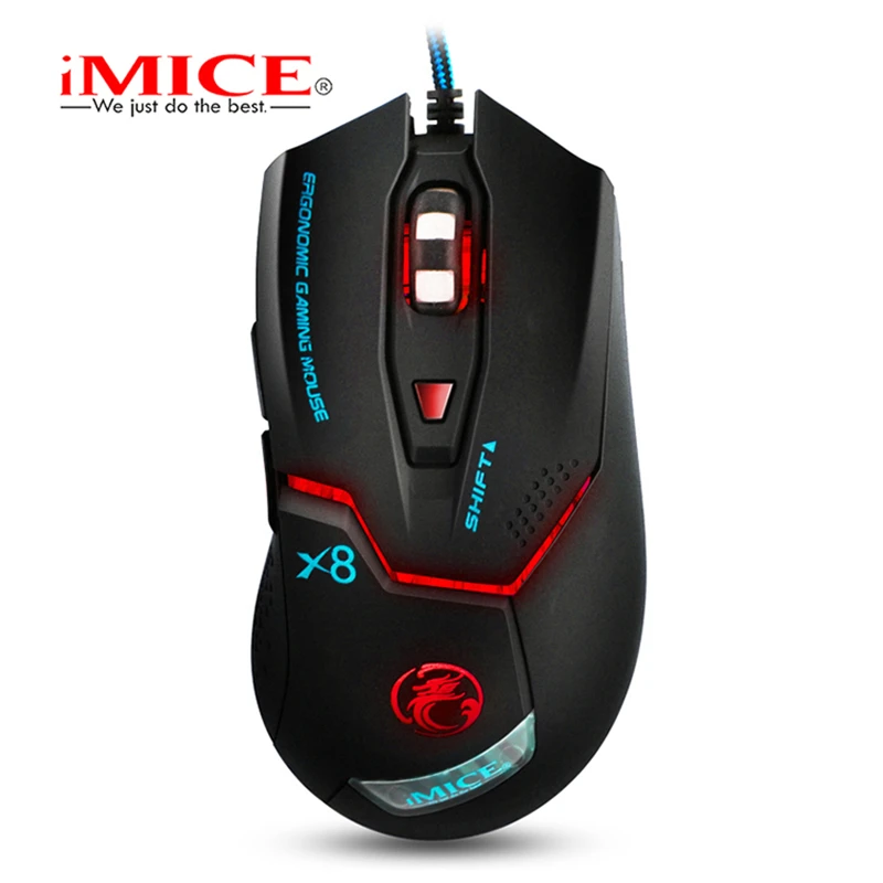 

iMice X8 Professional Wired Mouse Gamer 3200 DPI 6 Buttons USB Optical Wired Mouse Gaming for Laptop Desktop PC Gamer Mause#30