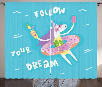 Unicorn Party Curtains Motivational Message Follow Your Dream Quote with Summer Animal in The Pool Living Room Bedroom Window
Unicorn Party Curtains Motivational Message Follow Your Dream Quote with Summer Animal in The Pool Living Room Bedroom Window