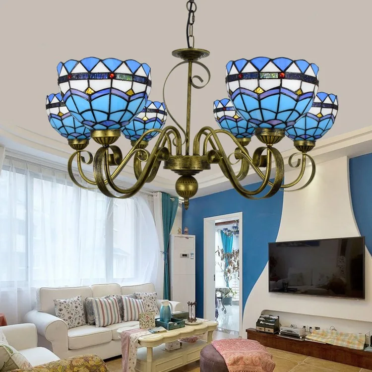 Mediterranean Blue Tiffany Baroque Stained Glass Suspended Luminaire E27 110-240v Chain Pendant Lights For Parlor Dining Room
Mediterranean Blue Tiffany Baroque Stained Glass Suspended Luminaire E27 110-240v Chain Pendant Lights For Parlor Dining Room