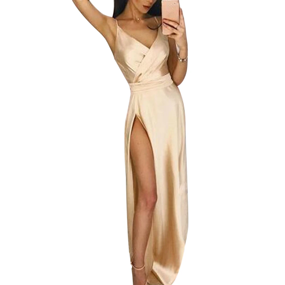 Litthing Women Long Silk Dress Ladies V Neck Solid High Waist Party Dresses New Summer Spaghetti Strap Sexy Split Maxi Dress
Litthing Women Long Silk Dress Ladies V Neck Solid High Waist Party Dresses New Summer Spaghetti Strap Sexy Split Maxi Dress