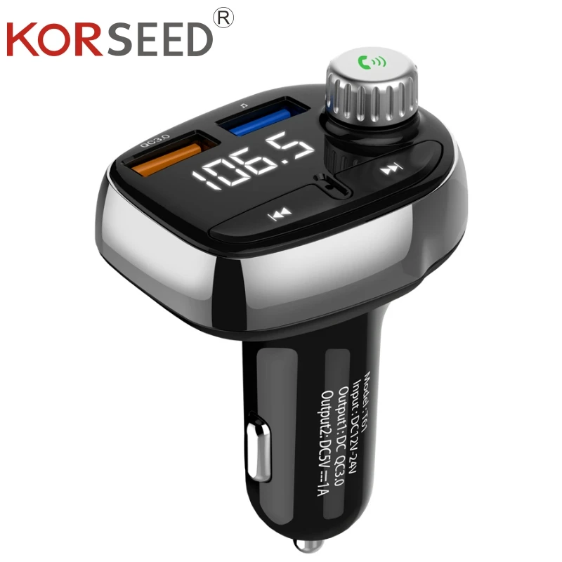 KORSEED QC3.0 Quick Dual USB Car Charger Bluetooth Navigation FM Transmitter Radio Music Mp3 Player wireless Hands-free Car Kit
KORSEED QC3.0 Quick Dual USB Car Charger Bluetooth Navigation FM Transmitter Radio Music Mp3 Player wireless Hands-free Car Kit