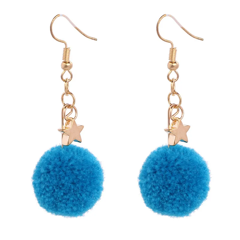 Sweety Cute Pompon Earrings For Women Alloy Star Fluffy Fur Ball Dangle Earrings Blue
Sweety Cute Pompon Earrings For Women Alloy Star Fluffy Fur Ball Dangle Earrings Blue