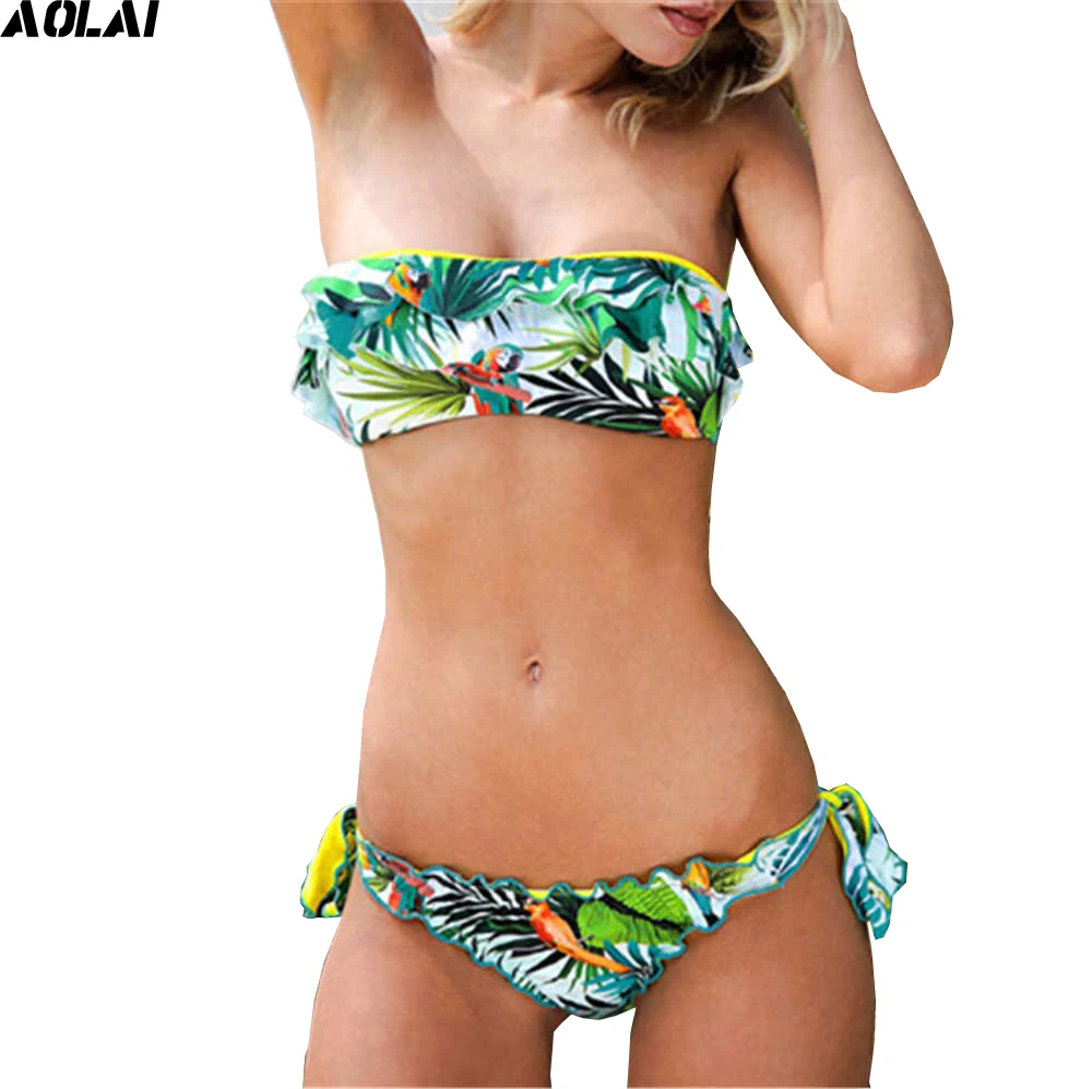 Bandeau Bikini 2018 Flounce Swimwear Women Tassel Swimsuit Sexy Brazilian Biquini Green Thong Bikini Set Floral Bathing Suits
Bandeau Bikini 2018 Flounce Swimwear Women Tassel Swimsuit Sexy Brazilian Biquini Green Thong Bikini Set Floral Bathing Suits