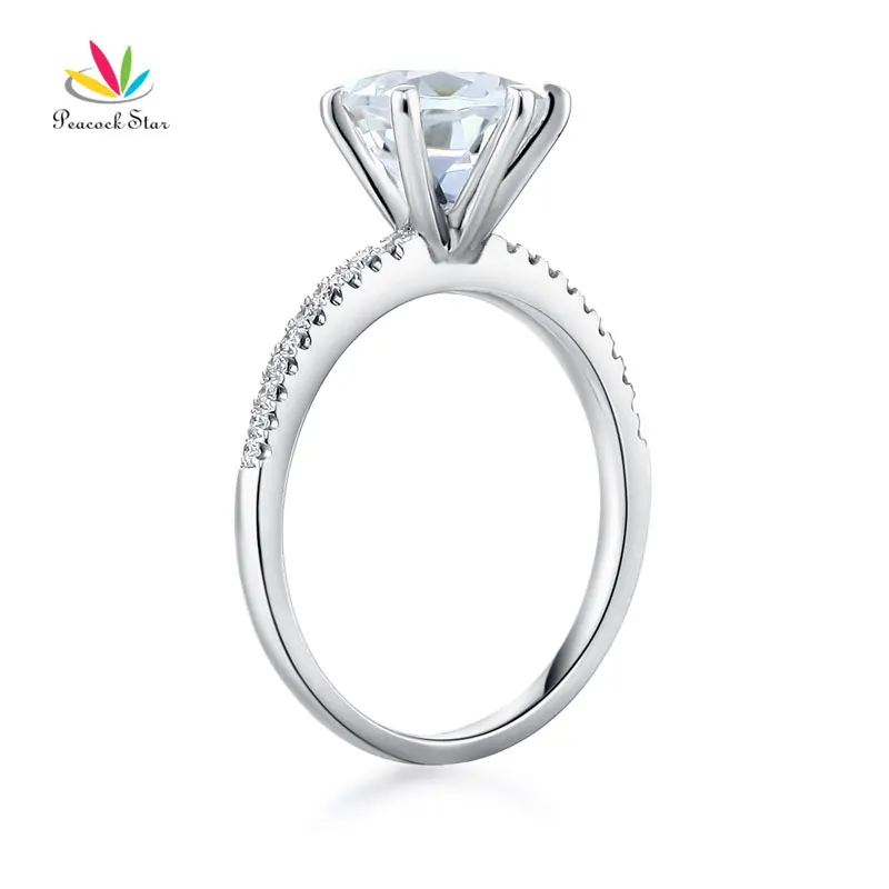 Peacock Star 14K White Gold Wedding Engagement Ring 2 CT Topaz 0.12 CT Natural Diamond
Peacock Star 14K White Gold Wedding Engagement Ring 2 CT Topaz 0.12 CT Natural Diamond