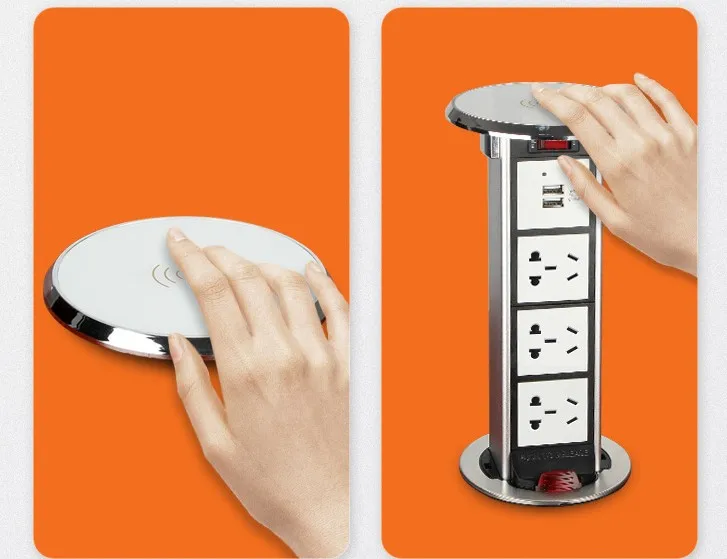 lifting wireless charge USB 15A Manual pop up socket / table | Электроника