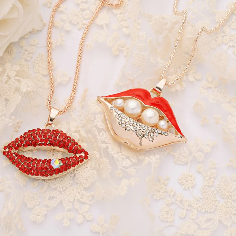 The new design sexy lips lips crystal necklace Imitated pearl pendant sweater chain Long necklace female sweater chain
The new design sexy lips lips crystal necklace Imitated pearl pendant sweater chain Long necklace female sweater chain