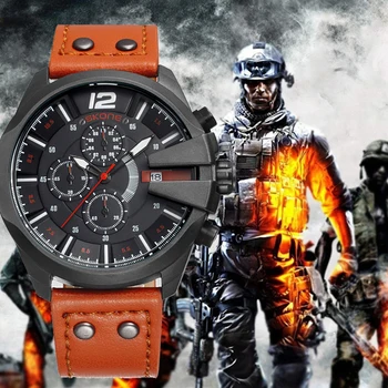 SKONE Men's Watch Chronograph Stopwatch Sport Quartz Watch Man Military Leather Wrist Watches Luxury Male Clock reloj hombre
SKONE Men's Watch Chronograph Stopwatch Sport Quartz Watch Man Military Leather Wrist Watches Luxury Male Clock reloj hombre