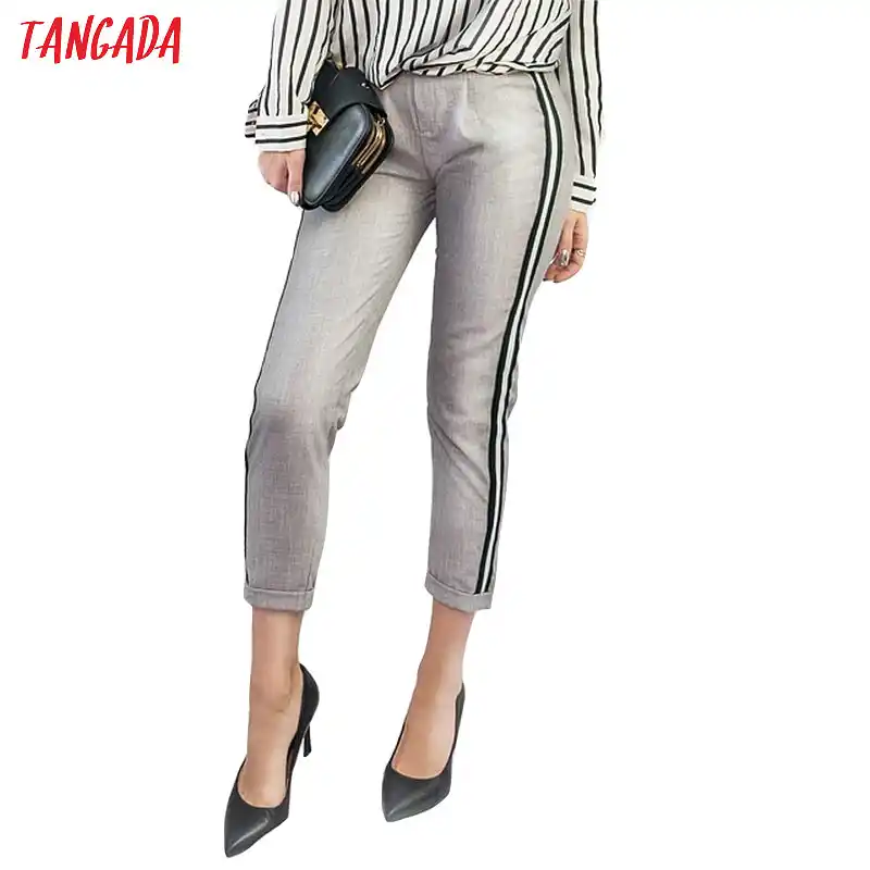 ladies side stripe trousers