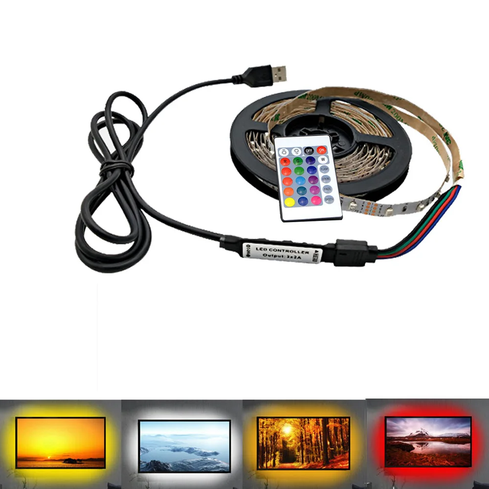 USB LED Strip lamp 2835SMD DC5V Flexible LED light 3M Tape Ribbon 1M 2M 3M 4M 5M HDTV TV Desktop Screen Background Led Strip
USB LED Strip lamp 2835SMD DC5V Flexible LED light 3M Tape Ribbon 1M 2M 3M 4M 5M HDTV TV Desktop Screen Background Led Strip