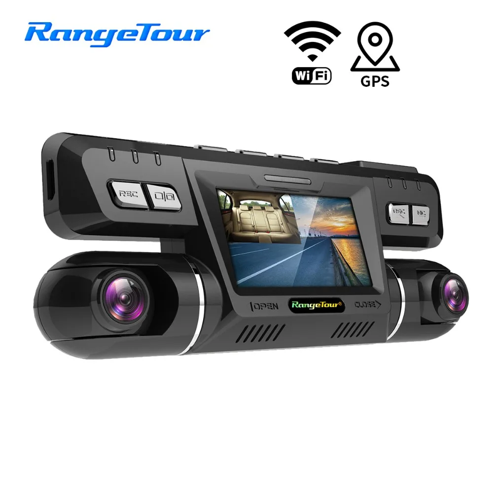 4K WiFi Автомобильный видеорегистратор 2880*2160P камера с двумя объективами 1080P * g