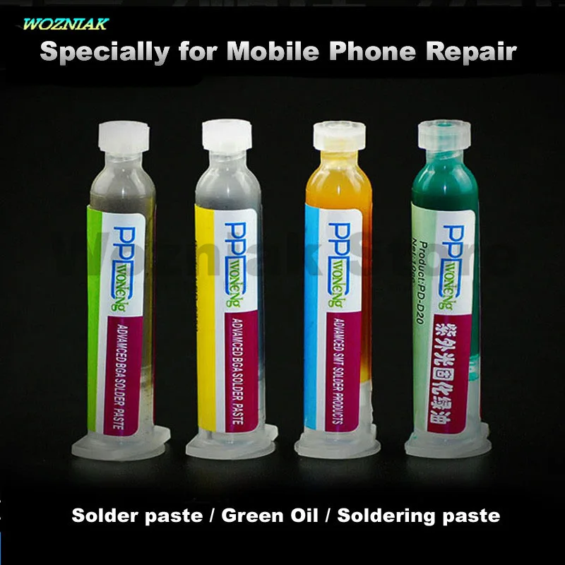 Wozniak PPD Solder paste Professional CPU Tin plant welding Green Oil Soldering paste Lead-free cryogenic low temperature
Wozniak PPD Solder paste Professional CPU Tin plant welding Green Oil Soldering paste Lead-free cryogenic low temperature